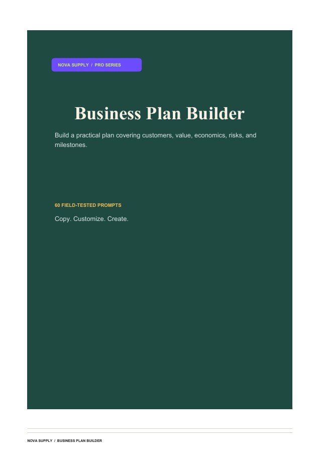 Business Plan Builder digital product cover