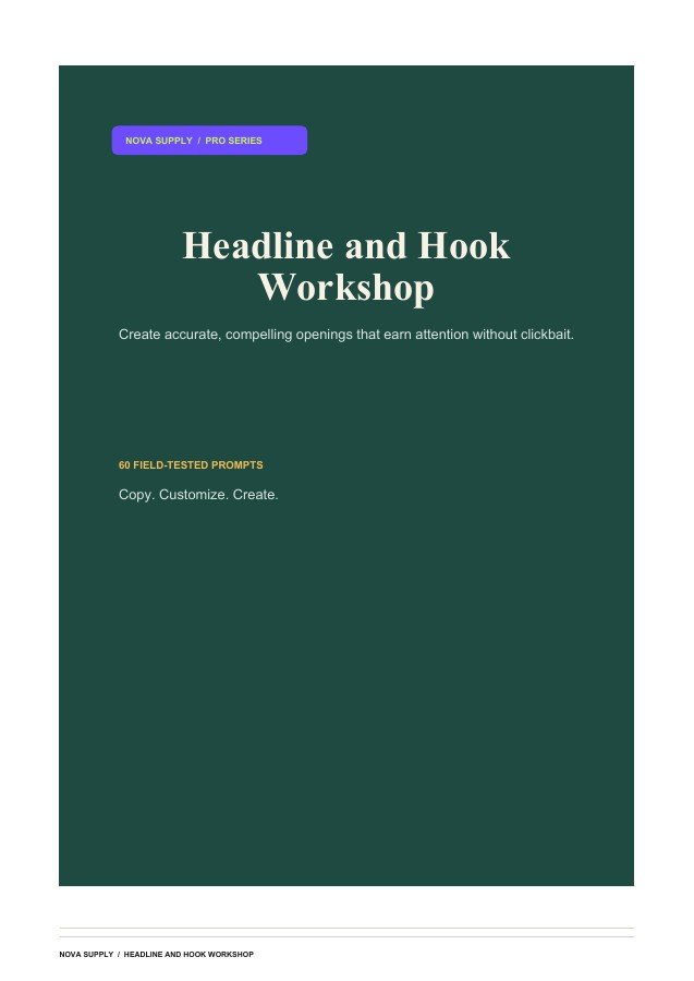Headline and Hook Workshop digital product cover