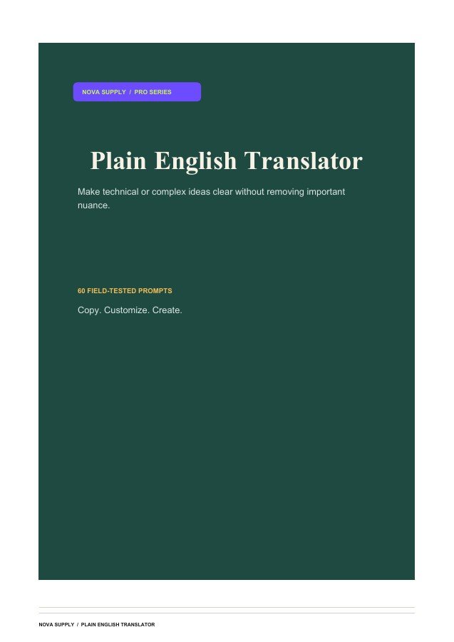Plain English Translator digital product cover