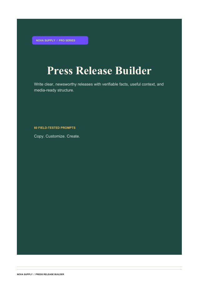 Press Release Builder digital product cover