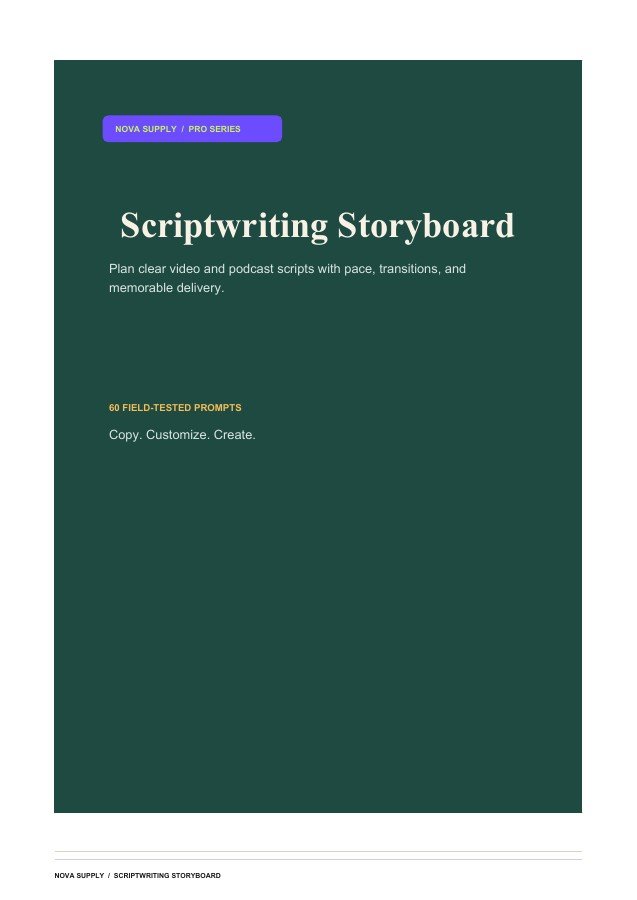 Scriptwriting Storyboard digital product cover