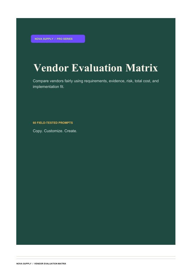 Vendor Evaluation Matrix digital product cover
